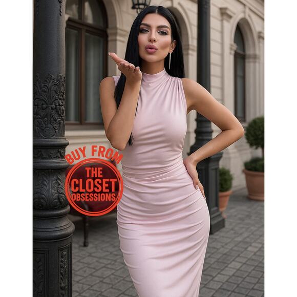 ZARA Fitted Midi Dress NWT | Chalk Pink Sleeveless Blogger Fave - Picture 5 of 16